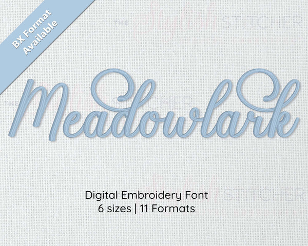 Photograph of Meadowlark embroidery font