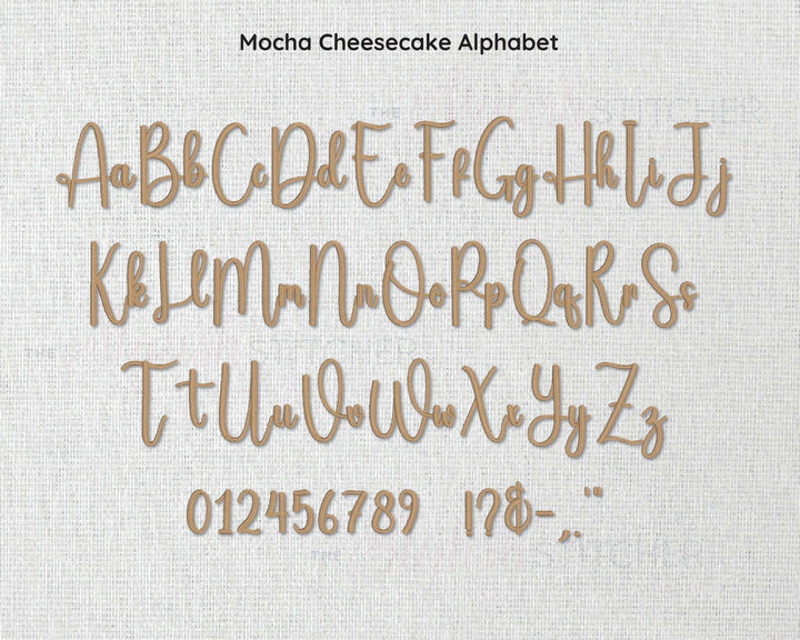 Photograph of Mocha Cheesecake embroidery font alphabet