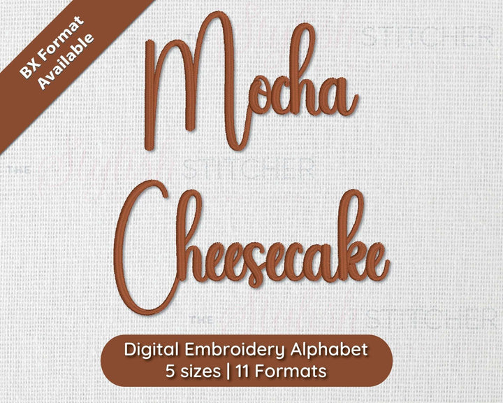 Photograph of Mocha Cheesecake embroidery font