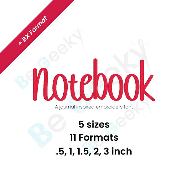 Notebook Digital Embroidery Font