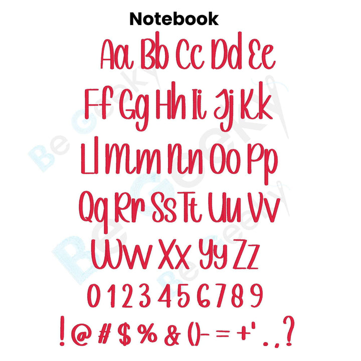 Photograph of Notebook embroidery font alphabet