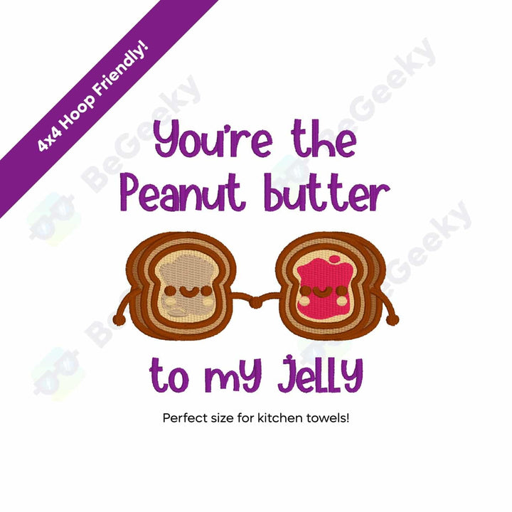 Photograph of PB&J embroidery design