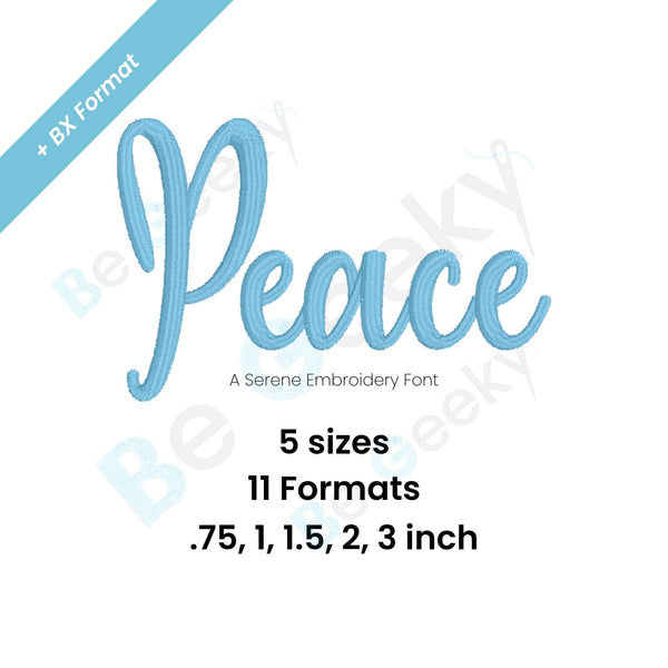 Photograph of Peace embroidery font