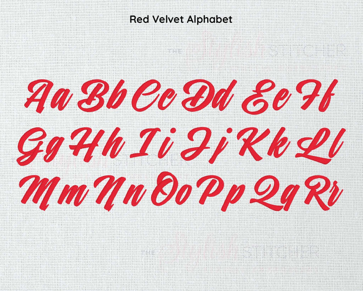 Photograph of Red velvet embroidery font alphabet