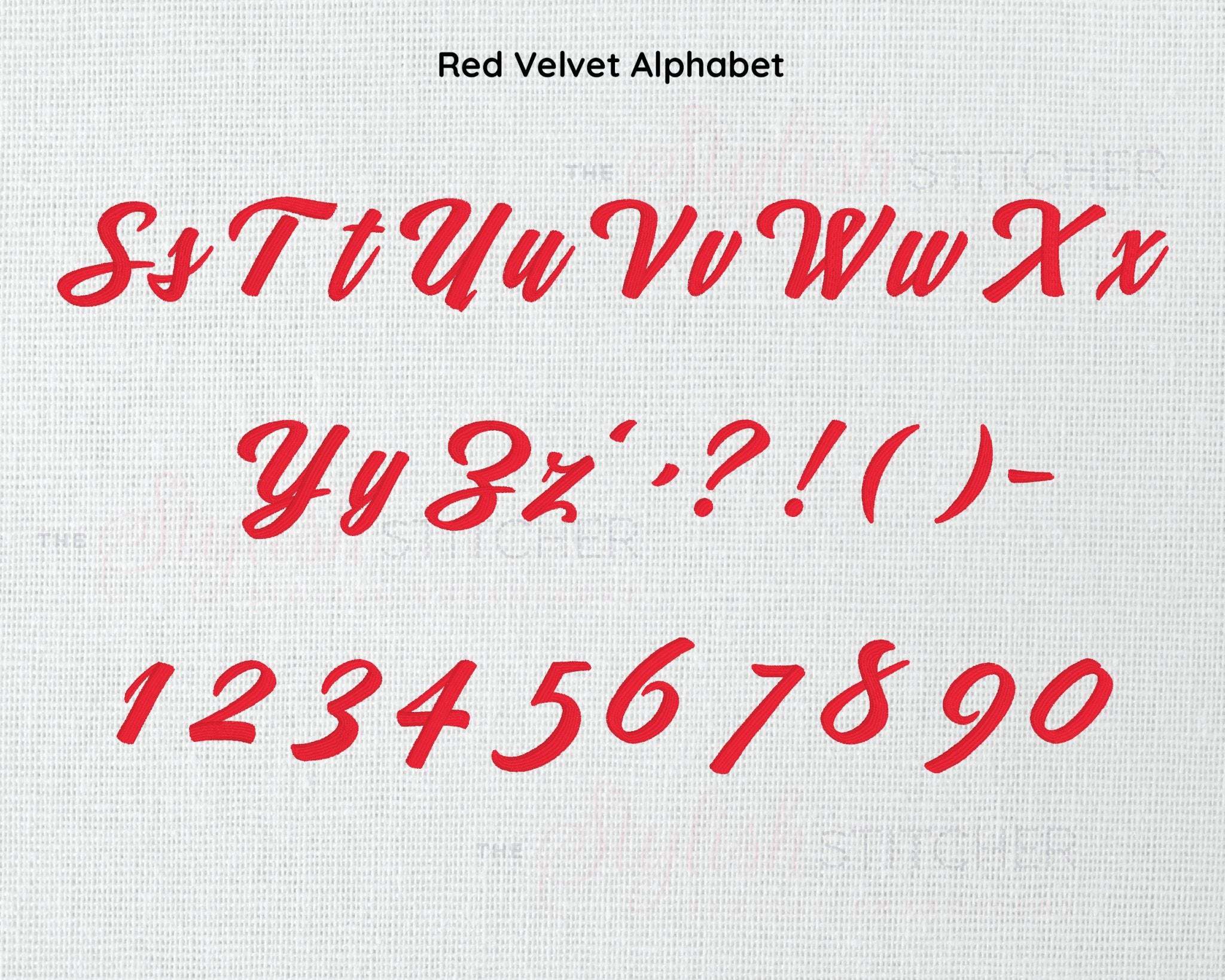 Red Photo Script Red Velvet Cursive Script Digital Embroidery Font for Machines – The ...