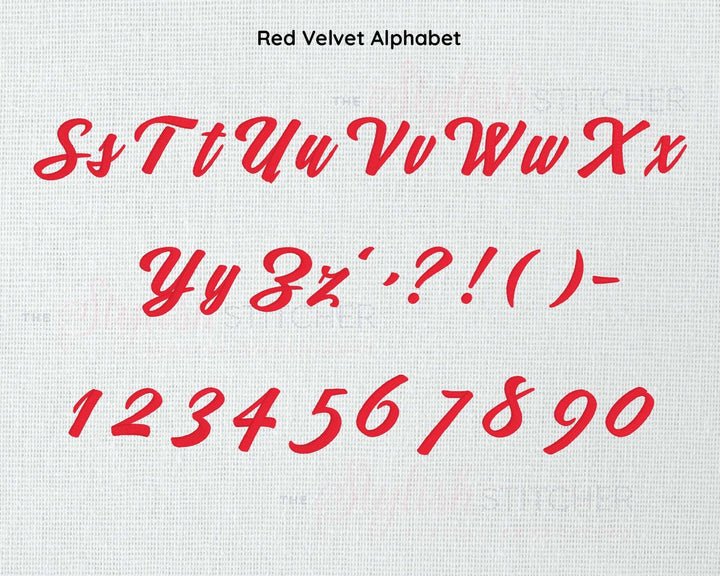 Photograph of Red Velvet embroidery font alphabet