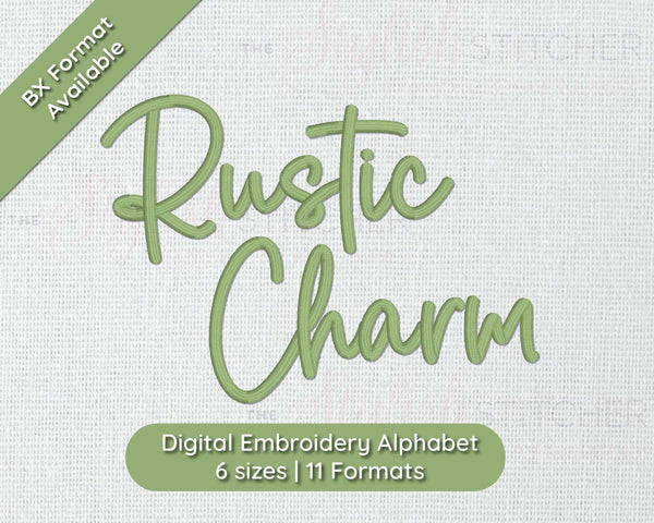 Photograph of Rustic Charm embroidery font
