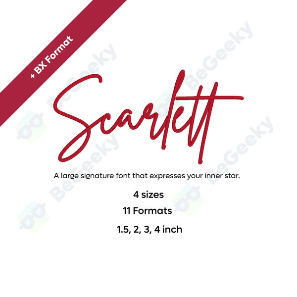 Photograph of Scarlett embroidery font