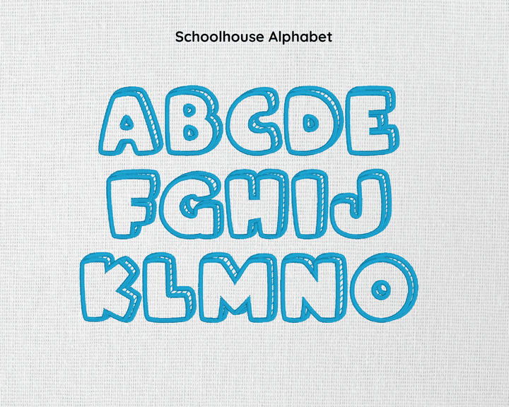 Photograph of Schoolhouse embroidery font alphabet