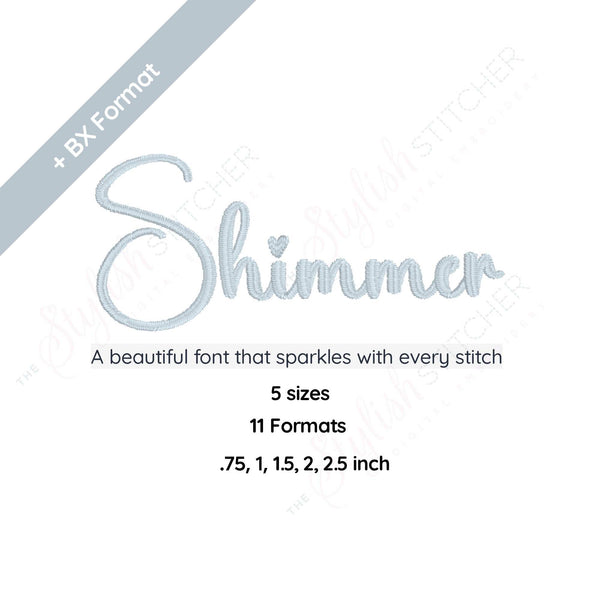 Photograph of Shimmer embroidery font
