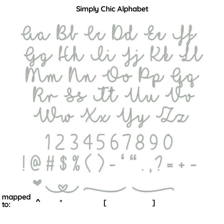 Photograph of Simply Chic embroidery font alphabet