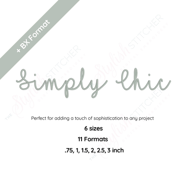 Photograph of Simply Chic embroidery font