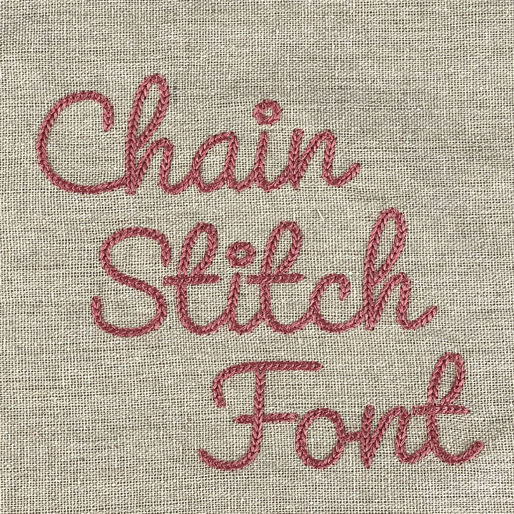 Photograph of stitched out Chain Stitch embroidery font