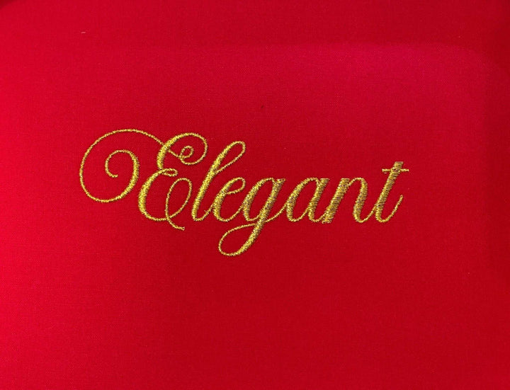 Photograph of stitched out Elegant embroidery font