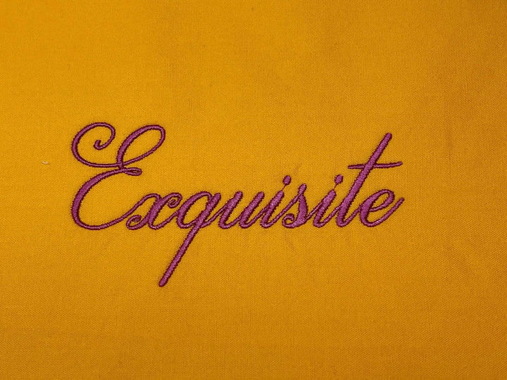 Photograph of stitched out Exquisite embroidery font