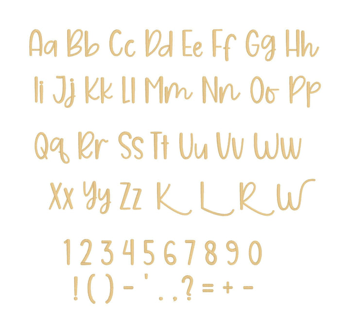Photograph of Sugar Cookie embroidery font alphabet