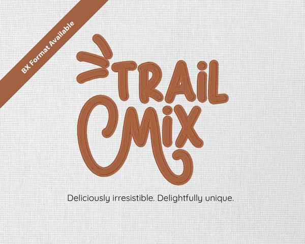 Photograph of Trail Mix embroidery font