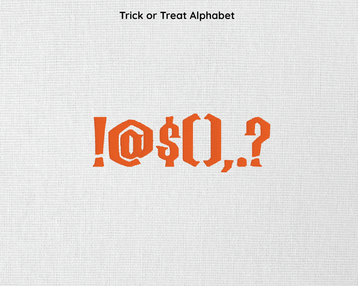 Photograph of Trick or Treat embroidery font alphabet