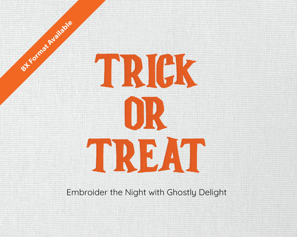 Photograph of Trick or Treat embroidery font