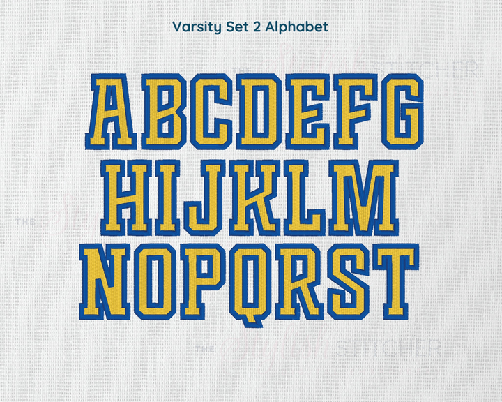 Photograph of Varsity Set 2 embroidery font alphabet