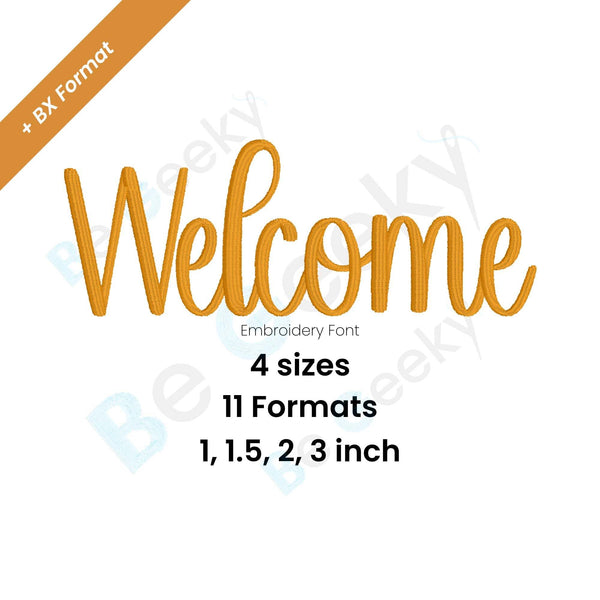 Photograph of Welcome embroidery font